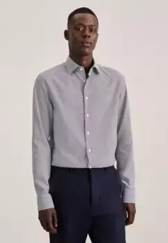 Seidensticker деловая рубашка "Slim", узкий, с длинными рукавами, воротник "Кент", однотонный, синий