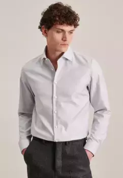 Seidensticker деловая рубашка "Slim", узкий, с длинными рукавами, воротник "Кент", однотонный, серый