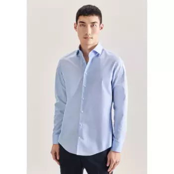 Seidensticker деловая рубашка "Slim", узкий, с длинными рукавами, воротник "Кент", однотонный, голубой