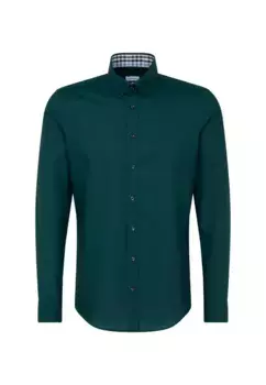 Seidensticker деловая рубашка "Slim", узкий воротник на пуговицах с длинными рукавами, однотонная, зеленый