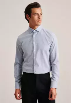 Seidensticker фланелевая рубашка "Shaped", фигурный воротник Кент с длинными рукавами в клетку, голубой