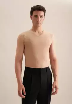 Seidensticker Футболка "Черная роза", без рукавов, с V-образным вырезом, однотонная, коричневый