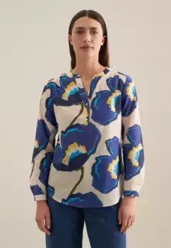Seidensticker Классическая блузка "Черная роза", туника с цветочным принтом, синий