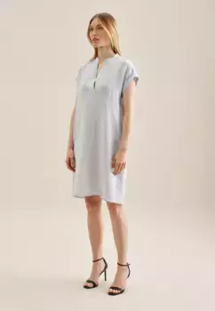 Seidensticker летнее платье "Черная роза", без воротника, краситель пряжи, голубой