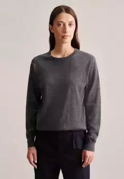 Seidensticker вязаный свитер "Черная роза", однотонный с круглым вырезом, серый