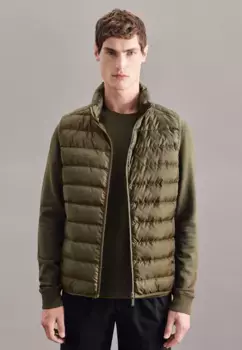 Seidensticker жилет вязаный " Seidensticker", без рукавов, воротник стойка, однотонный, зеленый