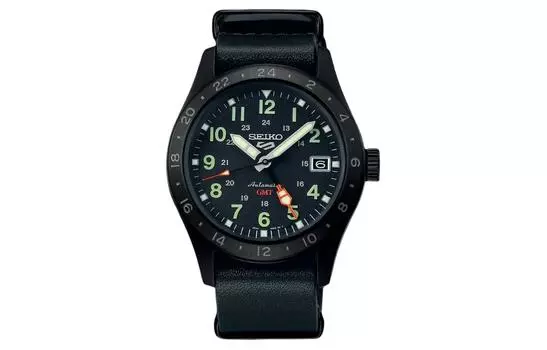 SEIKO Автоматический механизм, механизм с натуральной кожей, японские/корейские часы, 39,4 мм, унисекс, черный циферблат