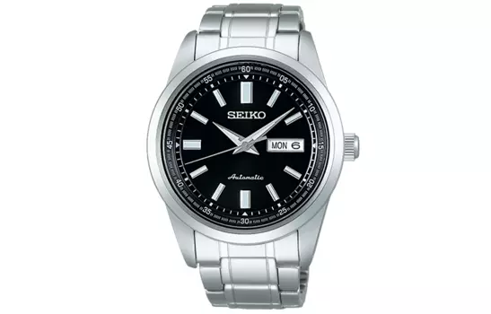 SEIKO Часы Presage Series с механическим механизмом, ремешком из нержавеющей стали, мужские, черный циферблат, SARV003