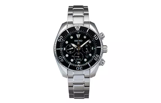 SEIKO Часы Presage Series Solar Quartz с ремешком из нержавеющей стали, мужские, с черным циферблатом