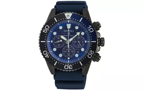 SEIKO Часы Prospe Collection Solar Quartz с силиконовым ремешком, мужские, синий циферблат