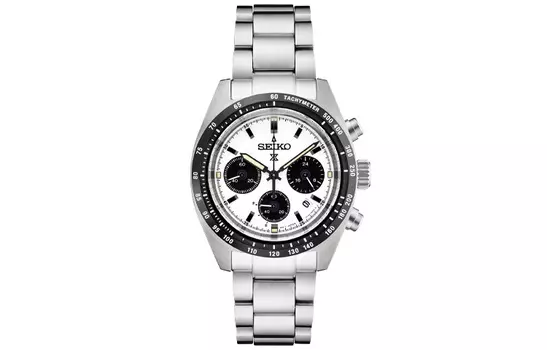 SEIKO Часы Prospex Panda Collection Solar Movement с ремешком из нержавеющей стали, мужские, с белым циферблатом