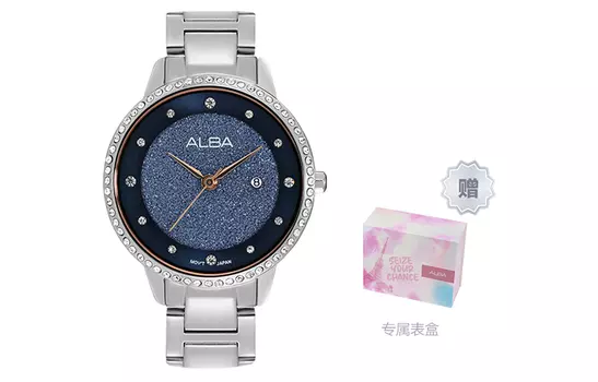 SEIKO Женские часы ALBA Yaobei Collection с кварцевым механизмом, ремешком из нержавеющей стали и синим циферблатом