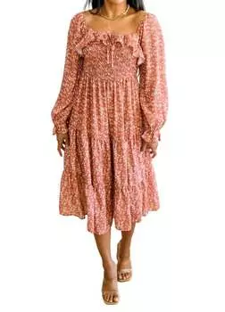 Сейчас твой шанс - платье миди с цветочным принтом цвета ржавчины Hailey & Co, цвет rust