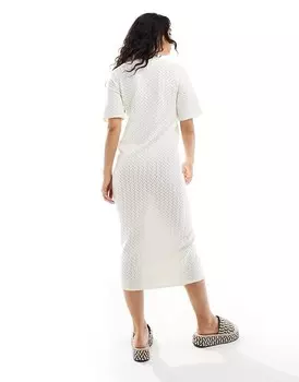 Selected Femme – бежевое платье макси крючком