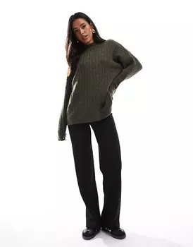 Selected Femme – зеленый текстурированный свитер из смесовой шерсти мериноса с круглым вырезом