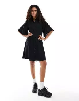 Selected - Gulia - Платье из смесового льна черного цвета