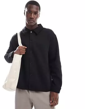 Selected Homme – черная трикотажная рубашка оверсайз