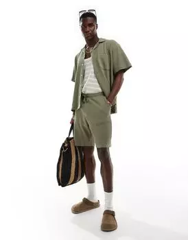 Selected Homme – шорты в тон цвета хаки с сотовой структурой