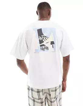 Selected Homme – White>Футболка Super oversize с джазовым принтом на спине