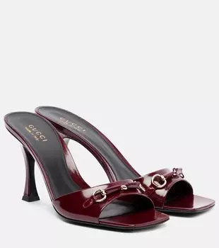 Selene мюли из кожи с Horsebit Gucci, Rosso Ancora/Ros.Anc