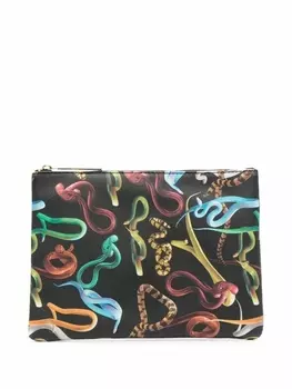 Seletti несессер с графичным принтом, черный