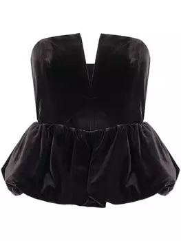 Self-Portrait бархатный пуховый топ, черный