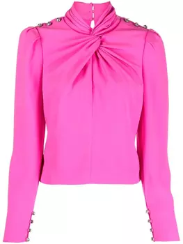 Self-Portrait блузка с длинными рукавами и драпировкой, розовый