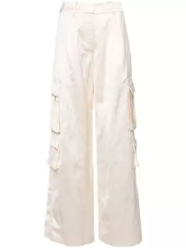 Self-Portrait брюки прямого кроя с высокой талией, нейтральный цвет