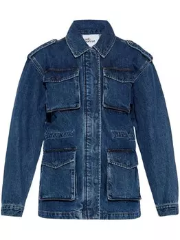 Self-Portrait джинсовая куртка с множеством карманов, синий