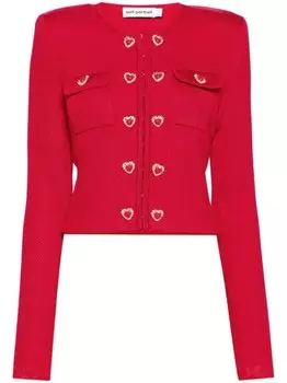 Self-Portrait кардиган с пуговицами в форме сердца, красный