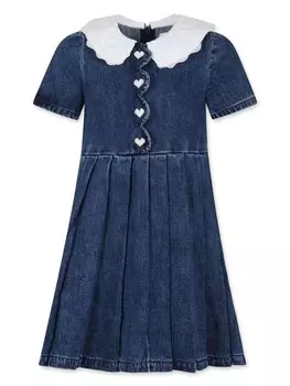Self-Portrait Kids джинсовое платье с кружевной отделкой, синий