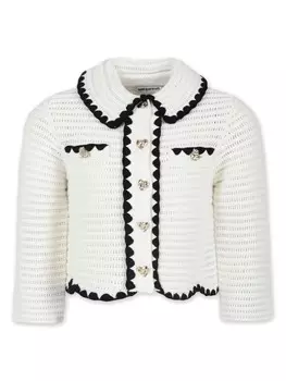 Self-Portrait Kids кардиган ажурной вязки с длинными рукавами, черный