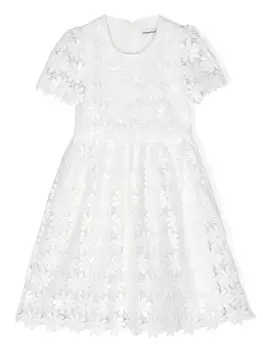 Self-Portrait Kids кружевное платье с пайетками, белый