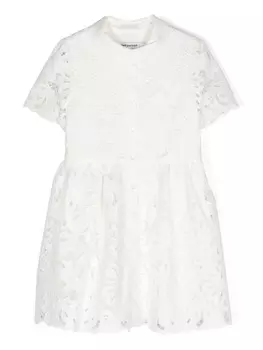 Self-Portrait Kids платье из хлопка с гипюровым кружевом, белый