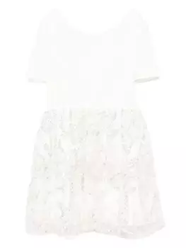 Self-Portrait Kids платье мини с короткими рукавами и пайетками, белый