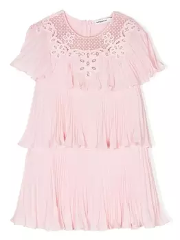 Self-Portrait Kids шифоновое платье со складками, розовый