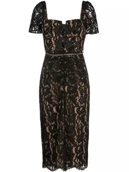 Self-Portrait кружевное платье миди, черный