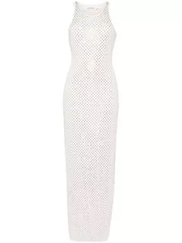 Self-Portrait макси-платье без рукавов со стразами, нейтральный цвет