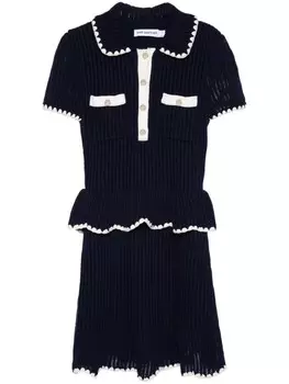 Self-Portrait мини-платье крючком расклешенное, синий