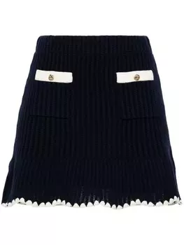 Self-Portrait мини-юбка в технике кроше, синий