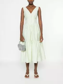 Self-Portrait многоярусное платье с эффектом парчи, зеленый