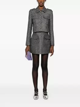 Self-Portrait пиджак из ткани букле, черный