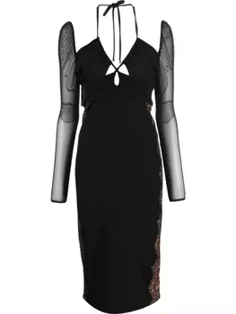 Self-Portrait платье из джерси с вырезами, черный