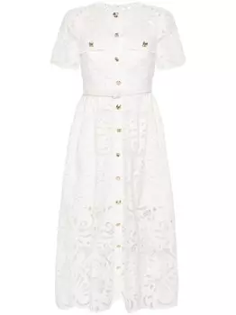Self-Portrait платье миди из гипюра и кружева, белый