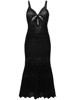 Self-Portrait платье миди в технике кроше, черный