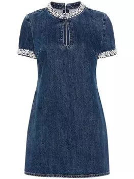 Self-Portrait платье мини с кристаллами, синий