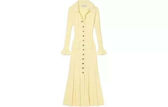 Self-portrait Платье с длинными рукавами, кремово-желтое, для женщин, автопортрет