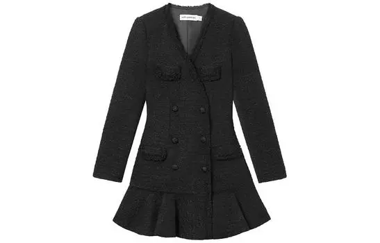 Self-portrait Платье Self portrait с длинными рукавами, женское, классическое, черное