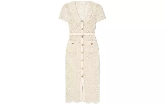 Self-portrait Платье женское с короткими рукавами цвета слоновой кости