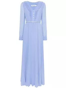 Self-Portrait плиссированное шифоновое макси-платье, синий